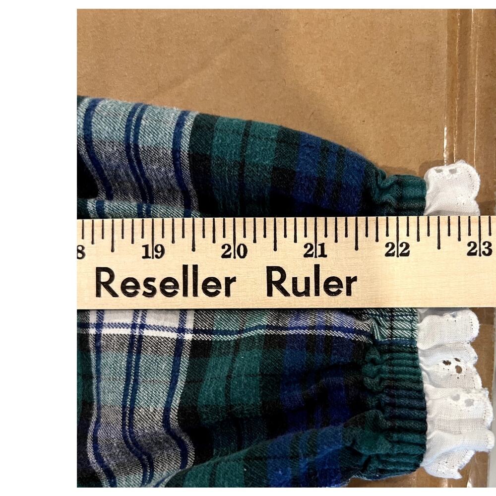 LANZ OF SALZBURG Blue and Green Plaid Long Flannel Nightgown Prairie Med. Cotton - Picture 8 of 11